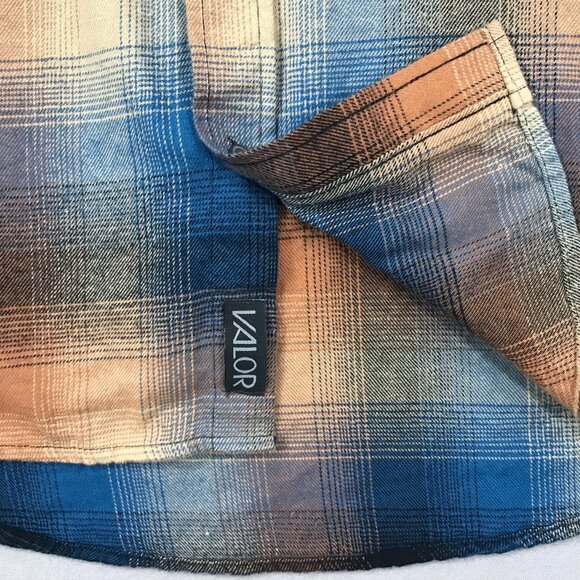 Valor Collective Shirt Men's Large Blue Plaid Hooded Flannel Long Sleeve Button - Picture 10 of 13